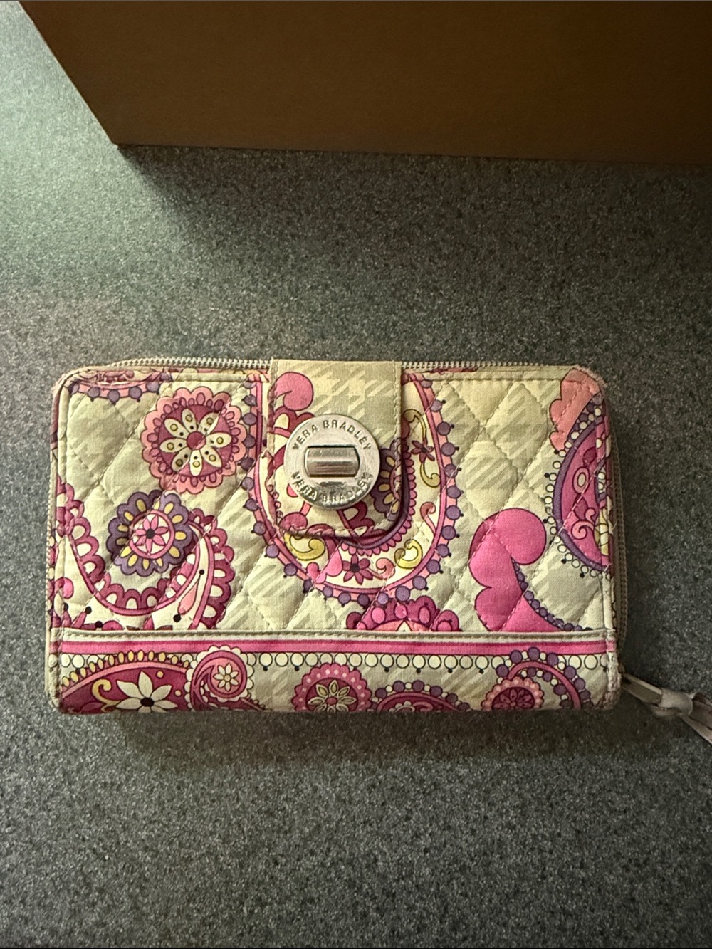 Vera Bradley Pink Paisley Quilted Wallet with Turn-Lock